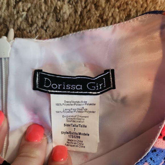 Elegant Floral Kids Dress in Pink and Blue - Picture 2 of 3